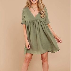🆕️ Olive~Pleated Babydoll Dress(Size M)